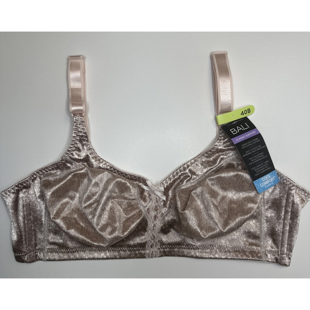 Bali Women's Woman's Double Support Classic Wire-Free Bra Pink Chic Lace 40B